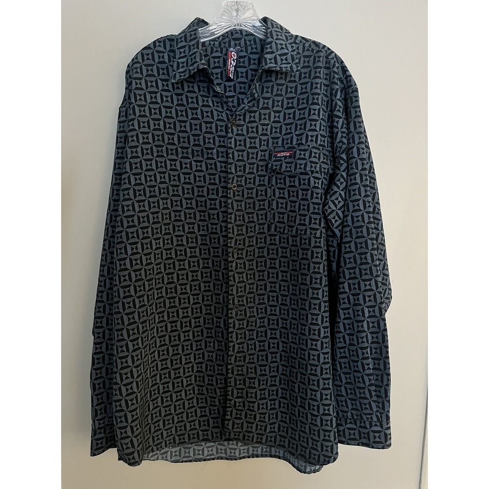 Men's Willie Esco Blue And Black Design Shirt  - Size‎ XL